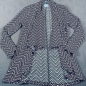 Skies are Blue Black & White Herringbone Cardigan Over Piece Size S EUC